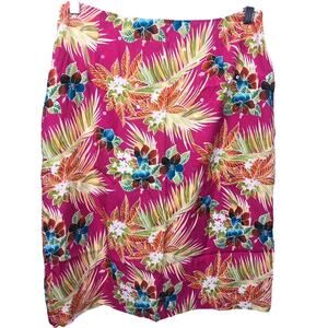 Maxou 90s Tropical Floral Sequins Hawaiian Vintage Resort Knee Length Skirt M